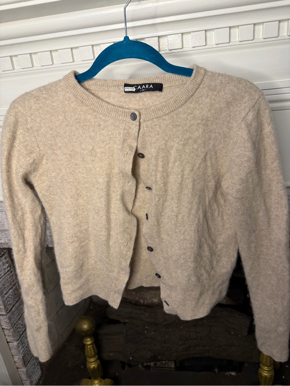 CAARA 100% Cashmere Cardigan Sweater XS Oatmeal